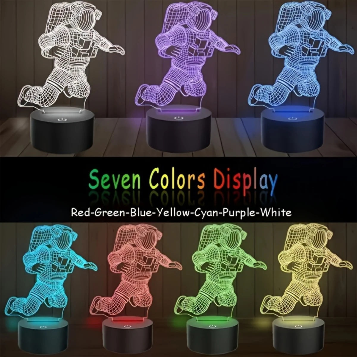 Luminária 3D Astronauta LED USB - Decoração de Mesa e Quarto