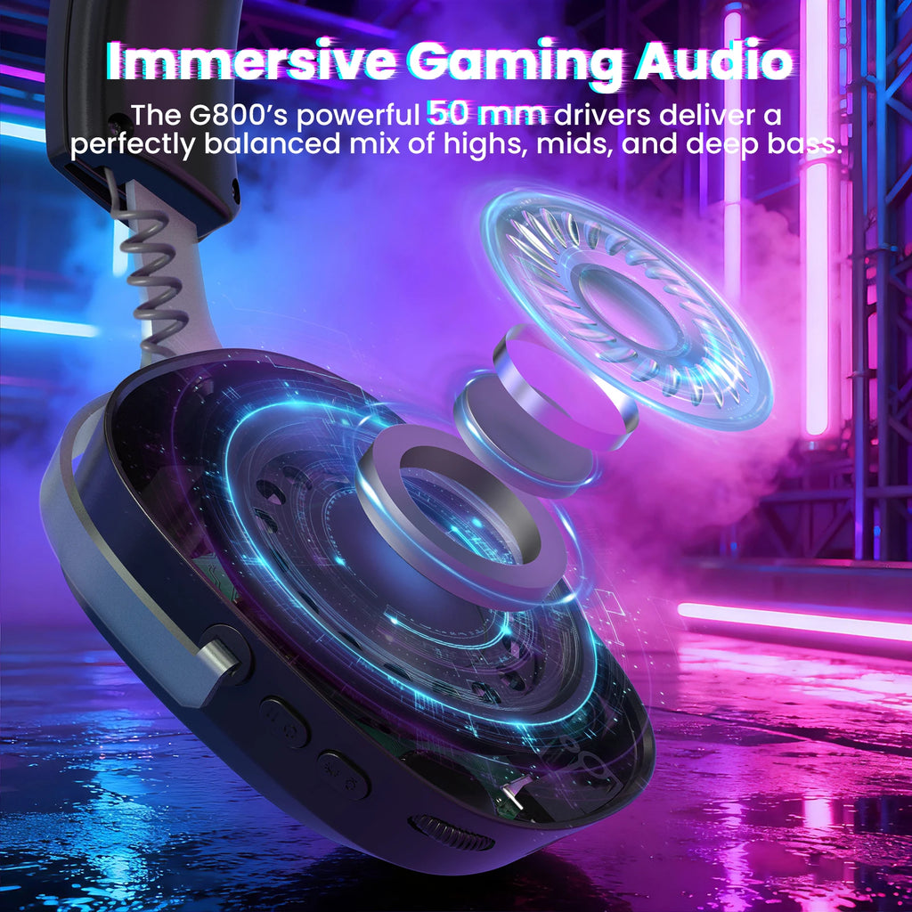 Headset Gamer G800 RGB - Baixa Latência, Microfone Removível