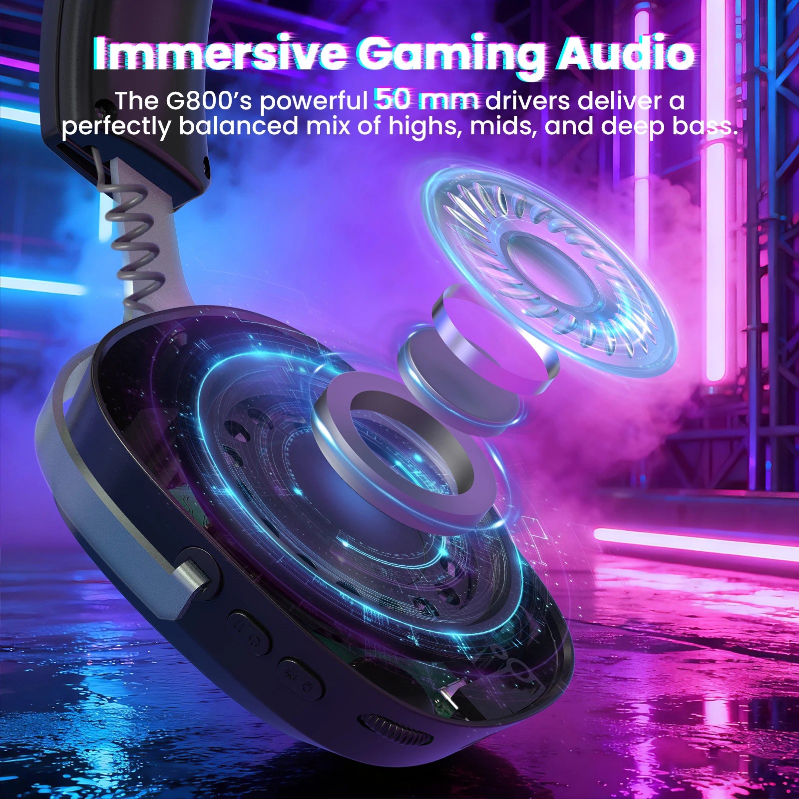 Headset Gamer G800 RGB - Baixa Latência, Microfone Removível