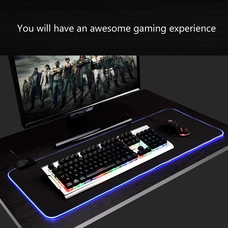 Mousepad Gamer Grande RGB Impermeável com Luz de Fundo