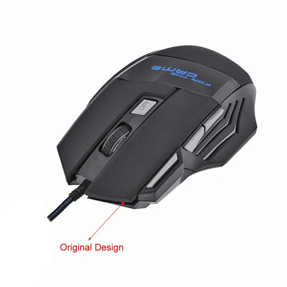 Mouse Gamer USB com Fio RGB - 7 Botões, 5500 DPI