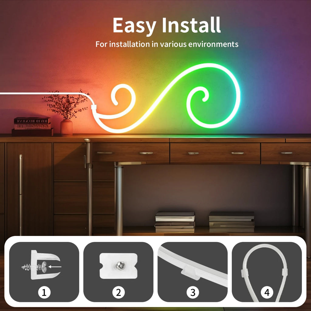 Fita LED RGB Neon Bluetooth 1-10m - Controle por App