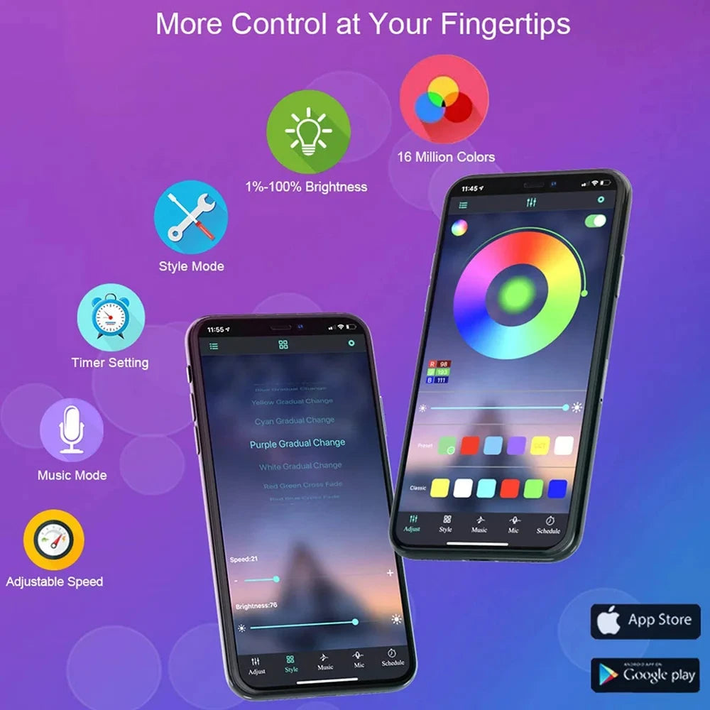 Fita LED RGB Bluetooth Smart App - Quarto Gamer e Natal