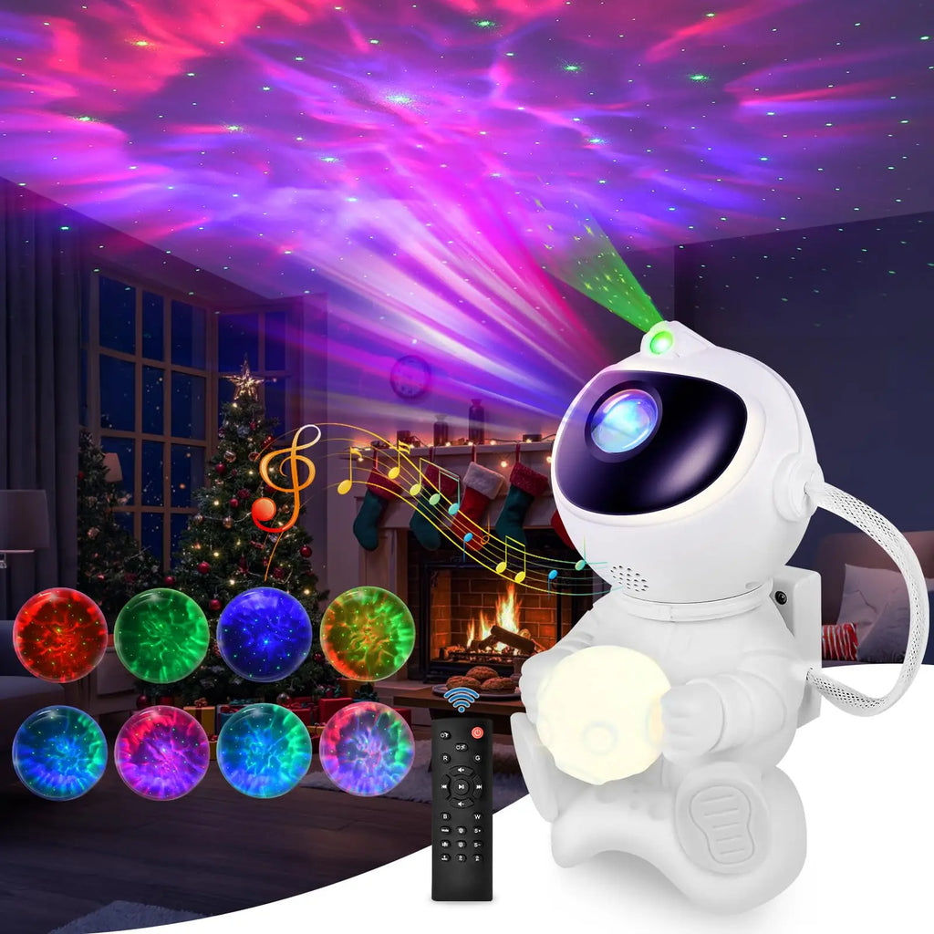 Projetor Astronauta LED Céu Estrelado com Caixa de Som Bluetooth
