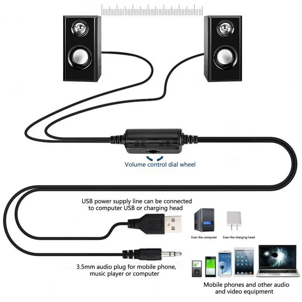 Caixa de Som USB para PC - Subwoofer Stereo Bass, Entrada AUX 3.5mm
