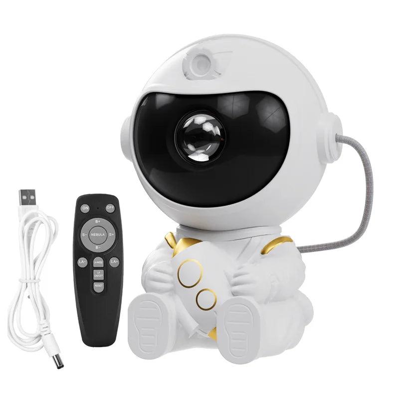 Projetor Astronauta LED Céu Estrelado com Caixa de Som Bluetooth