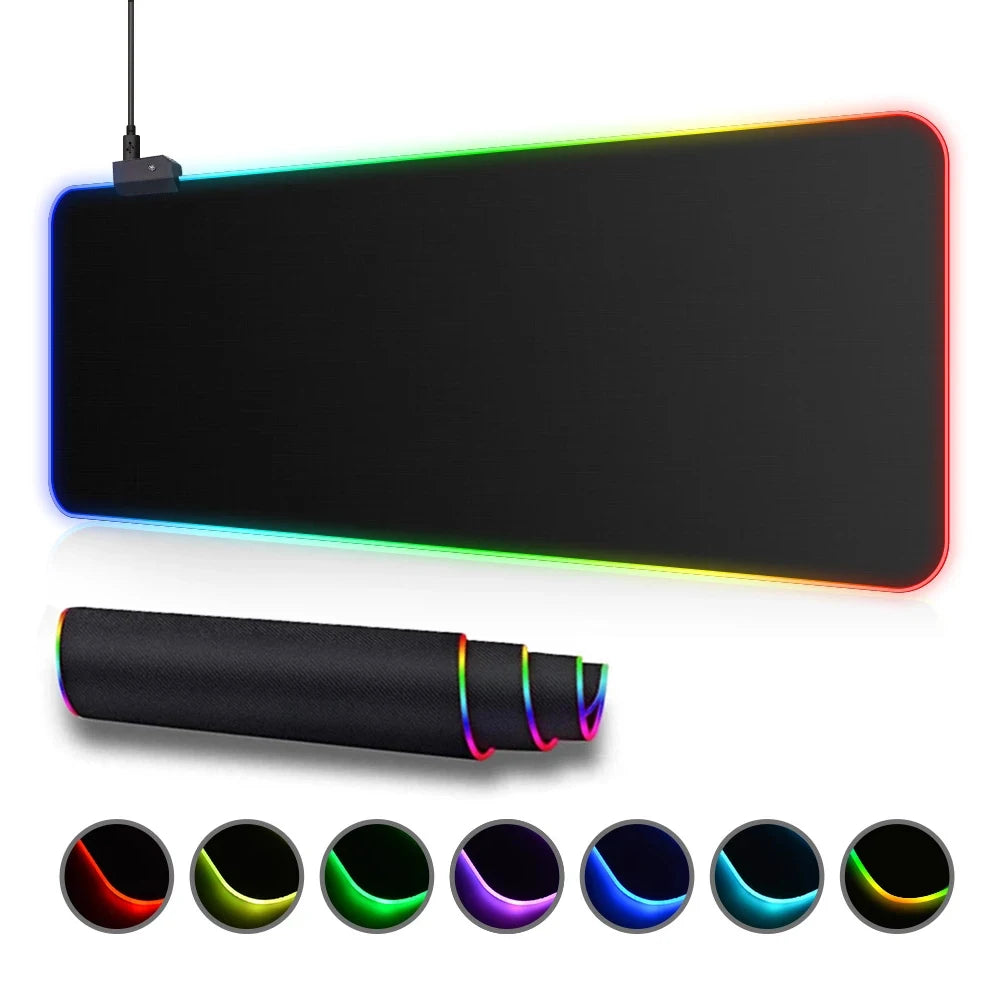 Mousepad Gamer Grande RGB Impermeável com Luz de Fundo