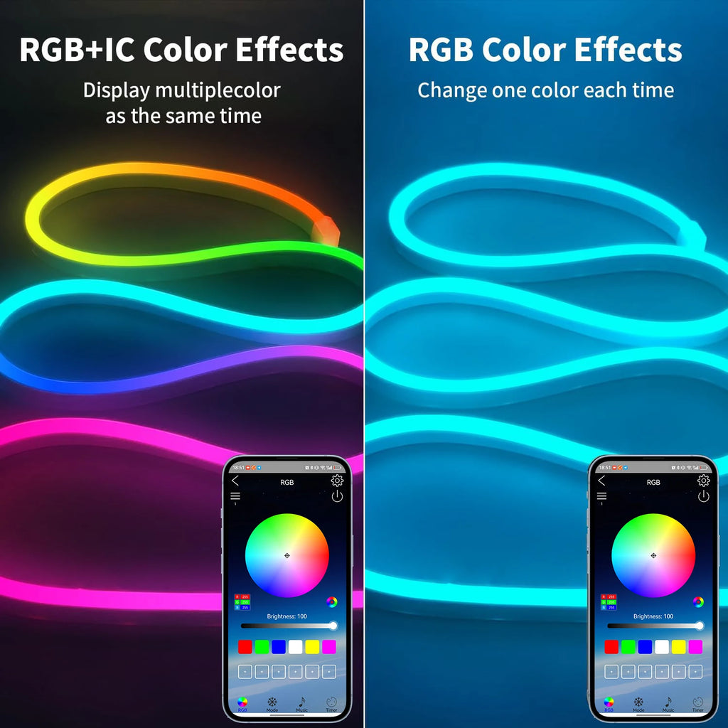 Fita LED RGB Neon Bluetooth 1-10m - Controle por App