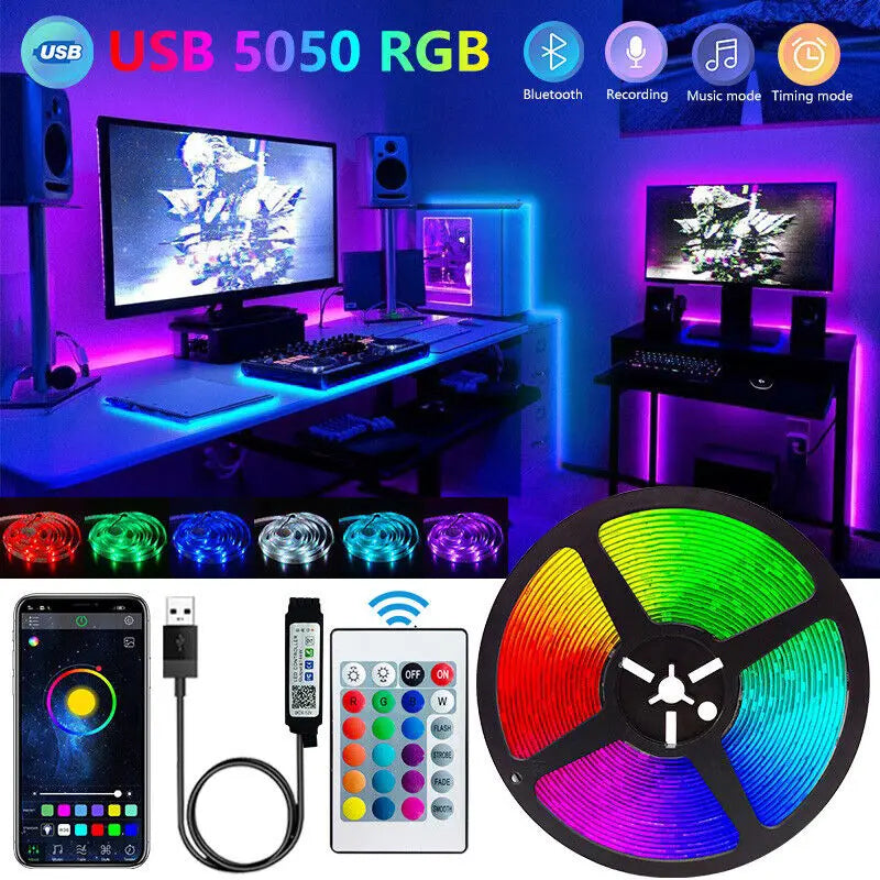 Fita LED RGB Bluetooth Smart App - Quarto Gamer e Natal