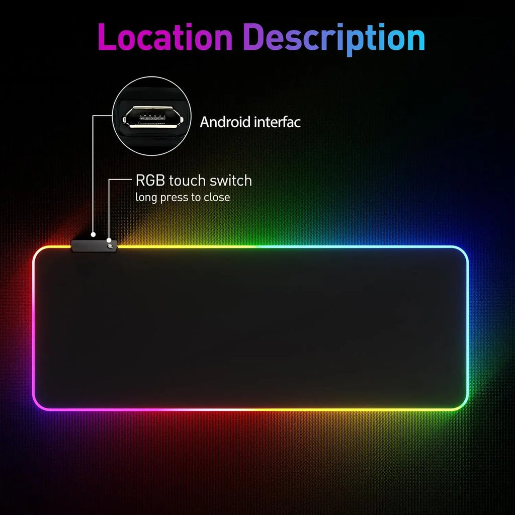 Mousepad Gamer RGB 80x30cm - 14 Modos de Luz
