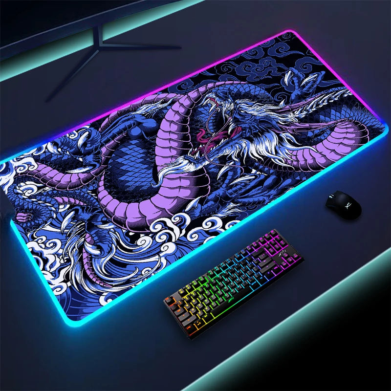 Mousepad Gamer XXL Dragão Chinês com LED RGB