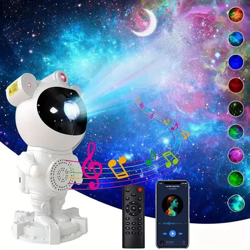 Projetor Astronauta Galáxia LED - Luz Noturna para Quarto