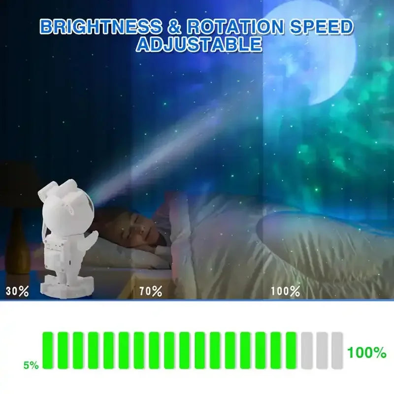 Projetor Astronauta Galáxia LED - Luz Noturna para Quarto