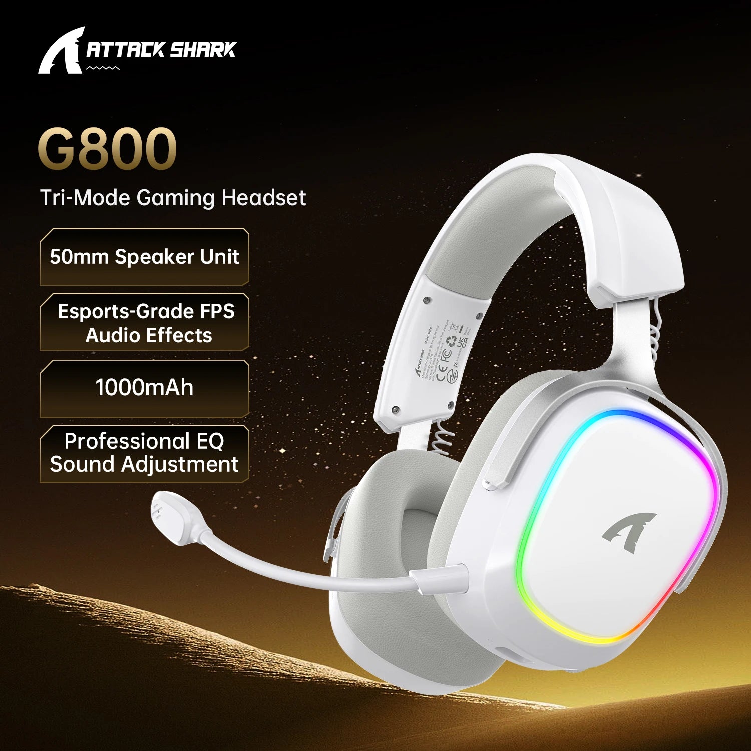 G800 RGB Gaming Headset - Low Latency, Detachable Microphone