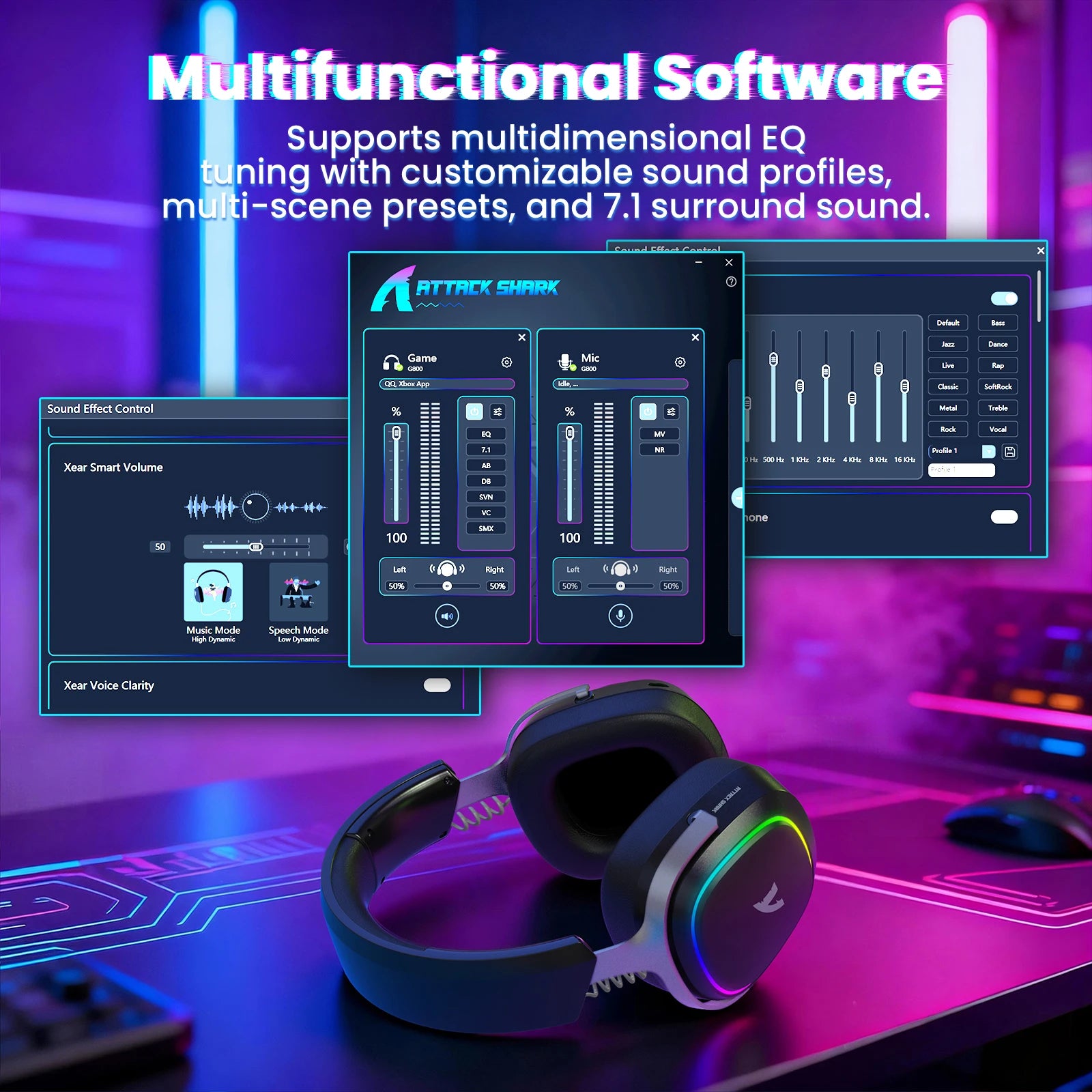 Headset Gamer G800 RGB - Baixa Latência, Microfone Removível