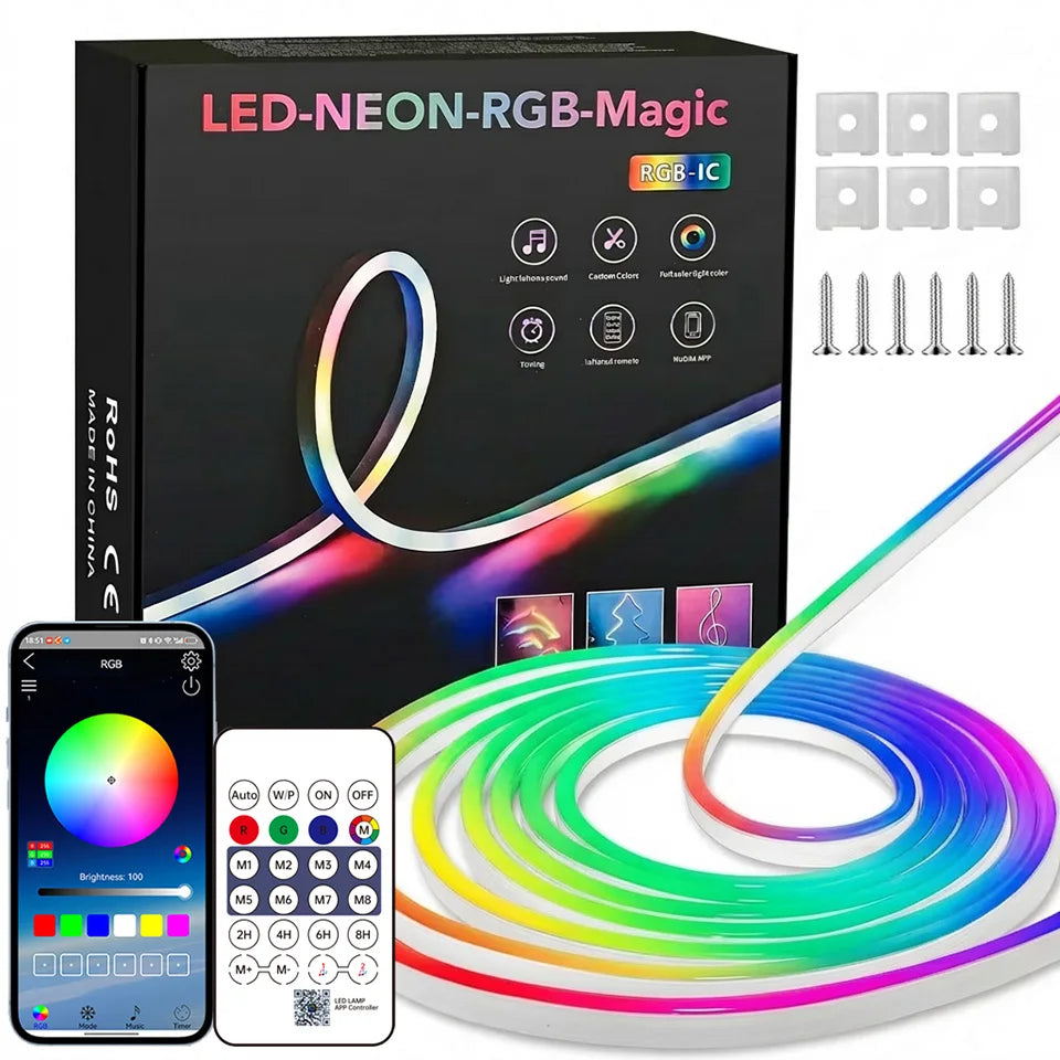 Fita LED RGB Neon Bluetooth 1-10m - Controle por App